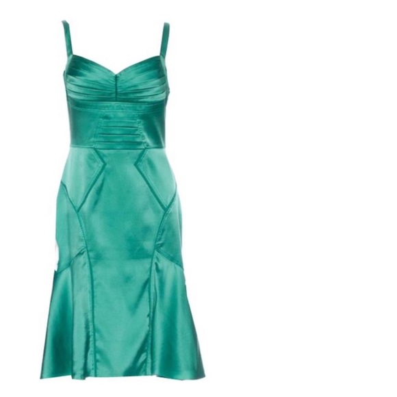 green silk cocktail dress